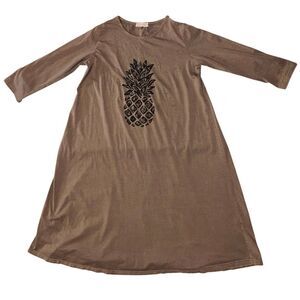 Girls Tottini 1/2 Sleeve Brown Pineapple Dress Size 12